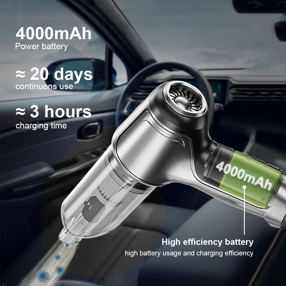 Portable Wireless Car Vacuum Cleaner with 95000PA Strong Suction – Handheld and Powerful Blower for Home and Vehicle Use